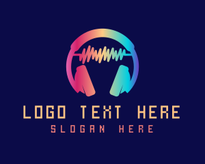 Listening - Modern Colorful Headset logo design