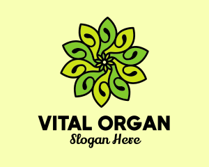 Organic Bright Green Flower logo design