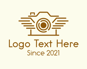 Camera Shop - Brown Camera Wings logo design