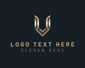Commerce - Metallic Gradient Arrow Letter V logo design