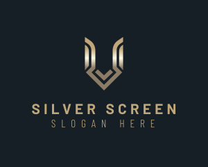 Metallic Gradient Arrow Letter V Logo