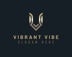 Metallic Gradient Arrow Letter V logo design