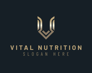 Metallic Gradient Arrow Letter V logo design