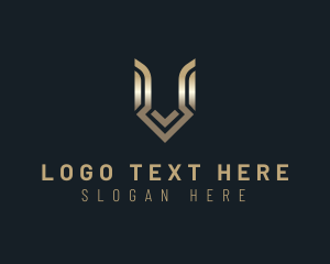 Metallic Gradient Arrow Letter V Logo