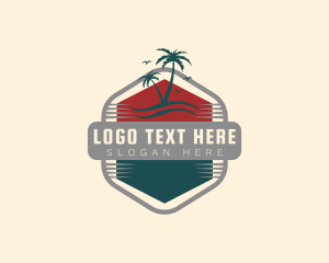 Wave - Palm Tree Island logo design