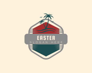Aqua - Palm Tree Island logo design