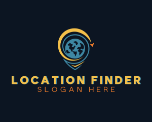 Globe Location Pin logo design