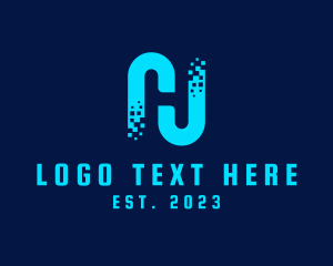 Cyberspace - Digital Pixel Letter H logo design