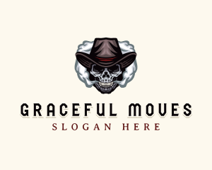 Skull Hat Smoking logo design