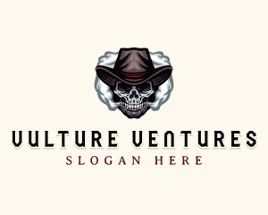 Skull Hat Smoking logo design