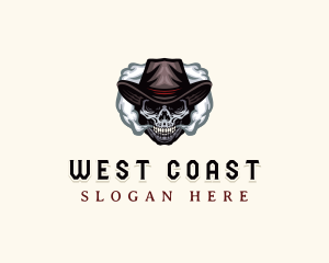 Skull Hat Smoking logo design