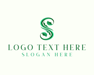 Vegan - Natural Leaf Plant Letter S logo design