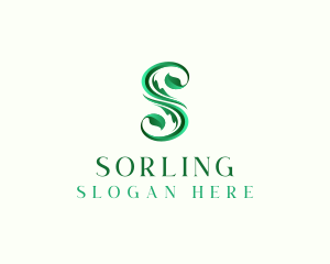 Natural Leaf Plant Letter S logo design