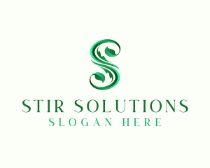 Natural Leaf Plant Letter S logo design