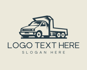 Dump Truck - Retro Flatbed Truck Transport logo design