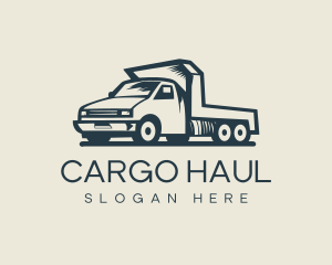 Retro Flatbed Truck Transport logo design