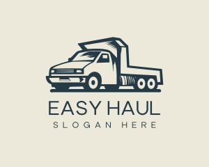 Retro Flatbed Truck Transport logo design