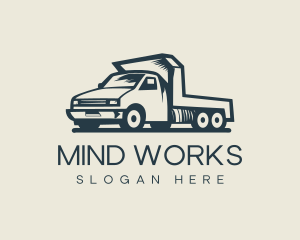 Retro Flatbed Truck Transport logo design