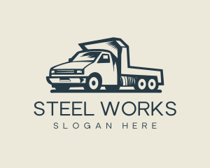 Retro Flatbed Truck Transport logo design