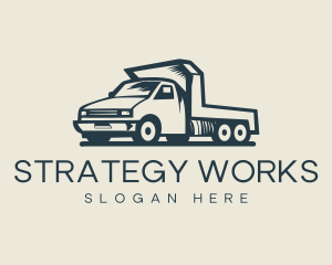 Retro Flatbed Truck Transport logo design