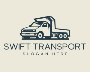 Retro Flatbed Truck Transport logo design