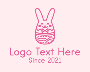 Easter Party - Pink Easter Egg Bunny logo design