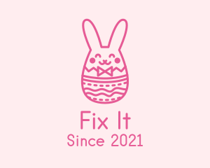 Pink Easter Egg Bunny  logo design