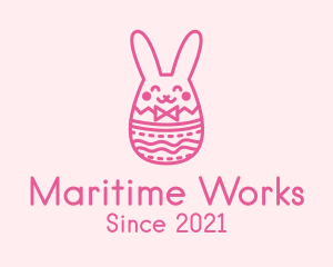 Pink Easter Egg Bunny  logo design