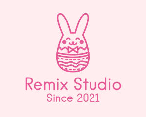 Pink Easter Egg Bunny  logo design