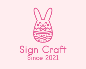 Pink Easter Egg Bunny  logo design