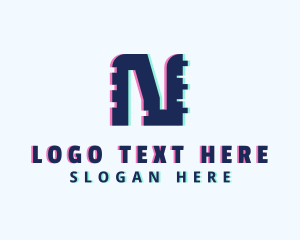 Anaglyph - Glitch Gaming Letter N logo design