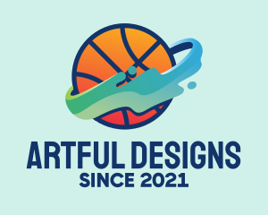 Colorful Basketball Fluid logo design