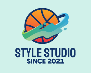 Colorful Basketball Fluid logo design