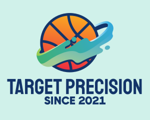 Shooting - Colorful Basketball Fluid logo design