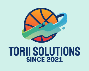 Colorful Basketball Fluid logo design