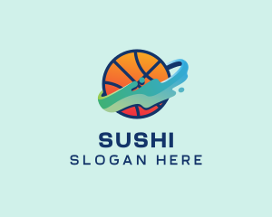 Colorful Basketball Fluid logo design