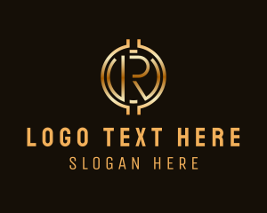 Gold Mine - Gold Crypto Letter R logo design