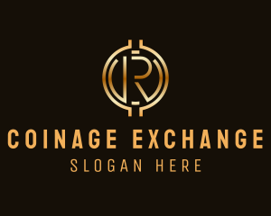 Coinage - Gold Crypto Letter R logo design