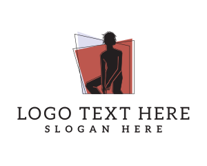 Model - Geometric Slouched Man logo design