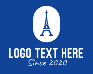 French - Blue Eiffel Tower logo design