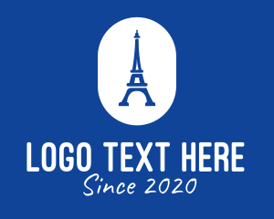 Tourist Spot - Blue Eiffel Tower logo design