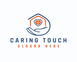 Caregiving - Heart Window Hand logo design