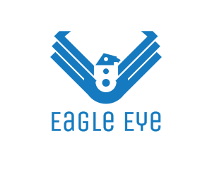 Blue Robotic Mechanical Eagle logo design