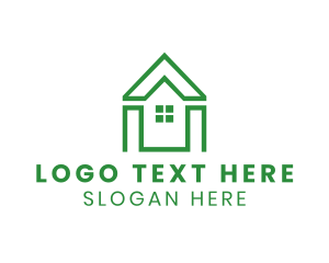 Green House - Green Polygon House logo design