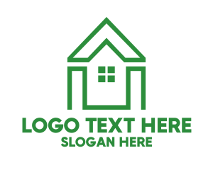 Green House - Green Polygon House logo design