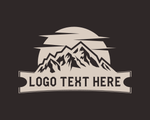 Trekking - Mountain Hiking Banner logo design