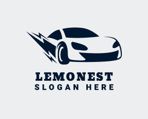 Transport - Lightning Bolt Race Car logo design