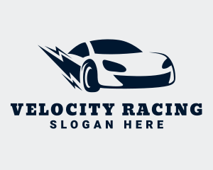 Lightning Bolt Race Car logo design