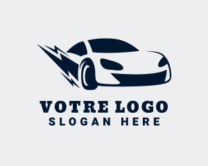 Driver - Lightning Bolt Race Car logo design
