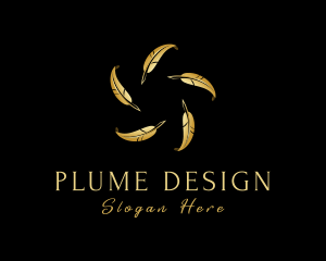 Plume - Golden Feather Quill logo design